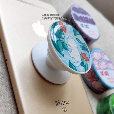 Peekaboo Cat and fishes Bubbletea (Original) Phone holder