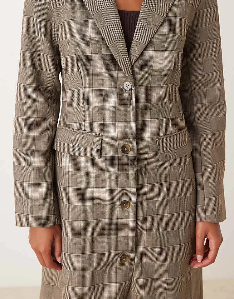 ASOS DESIGN - Blazer long d'ensemble habillé à carreaux