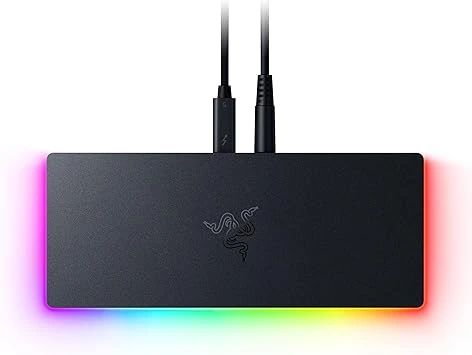 Razer Thunderbolt 5 Dock Chroma - Station d'accueil 11 Ports USB-Thunderbolt - 3X DisplayPort USB-C - Ethernet - Passthrough 140W - Carte SD/UHS - 3X USB - Extension M.2 - Prise UE - PC/Mac | Noir