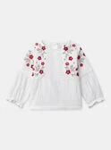 Blouse écru à broderie fleurs et manches longues Bébé Fille