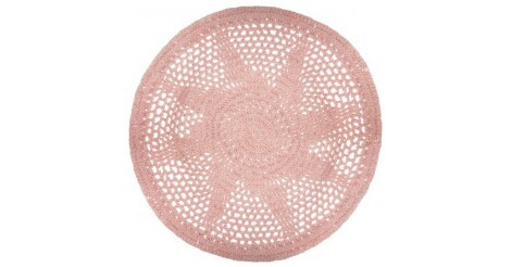 Tapis Rond en Coton "Crochet" 90cm Rose