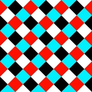 Harley Quinn style party mood blue red Fabric | Spoonflower