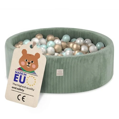 MISIOO Piscine Bebe 90x30cm avec 200 Boules - Piscine a Balle pour Bébé et Enfant - Piscine Enfant de Haute Qualité pour Jeu et Développement - Lavable