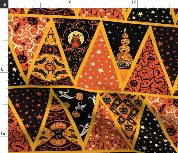 Halloween_Pennant_Patchwork Fabric | Spoonflower