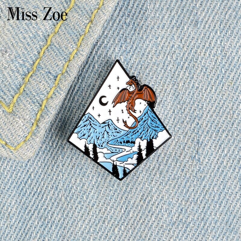 Moonlight – broche Dragon en émail, personnalisé, fantaisie, sac, vêtements, Badge, Animal, bijoux créatifs, cadeau pour enfants amis