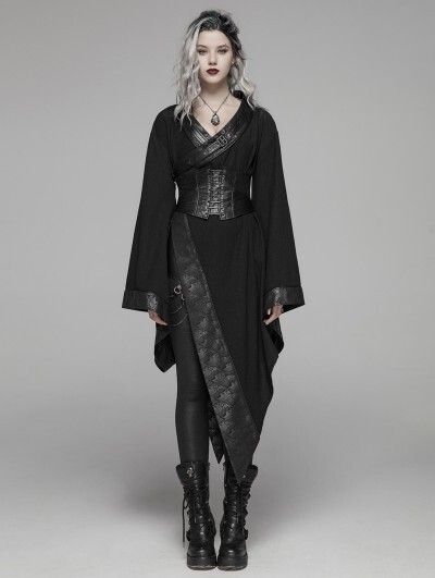 Punk Rave Dark Gothic Punk Asymmetric Kimono for Women - DarkinCloset.com