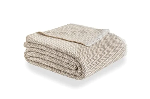 Todocama Couverture en Coton Extra Doux, Quatre Saisons, Couvre-lit Multi-usages canapé, Plaid, Couverture Foulard (230 x 240 cm, Beige Arena).