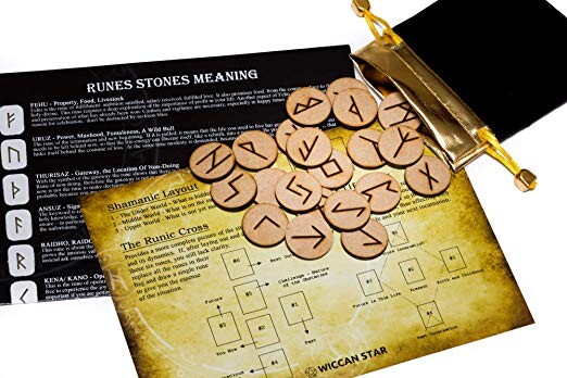 Naturelles 25 en bois rune pierre sac avec ensemble de mise en page et Signification Parchemin (en Anglais): Amazon.fr: Cuisine & Maison