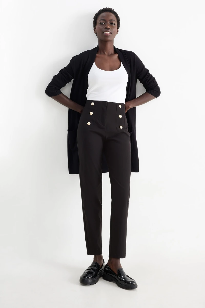 Pantalon en toile - high waist - slim fit