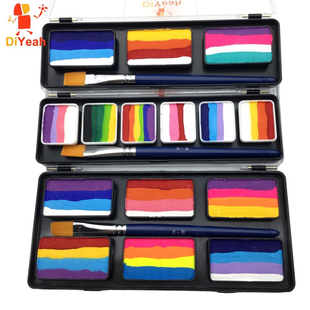 DiYeah – ensemble de pinceaux de tatouage Flash 10g 6g, Festival du monde, jeu de peinture corporelle, Clown, Halloween, maquillage, visage, couleurs