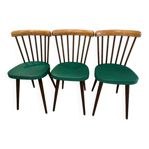 Lot 3 chaises bistrot modèle 740V maison Baumann vintage 1960
