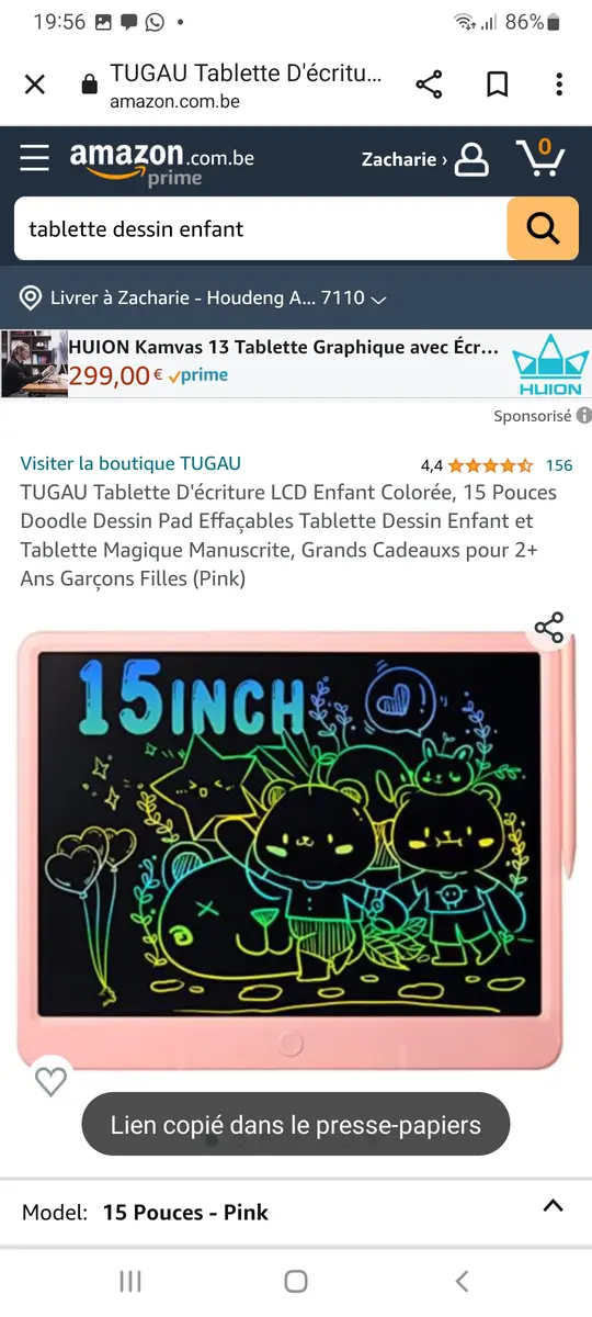 Tablette dessin 15 pouces