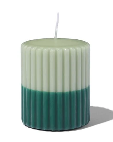 grosse bougie 7 x 8 cm striée verte