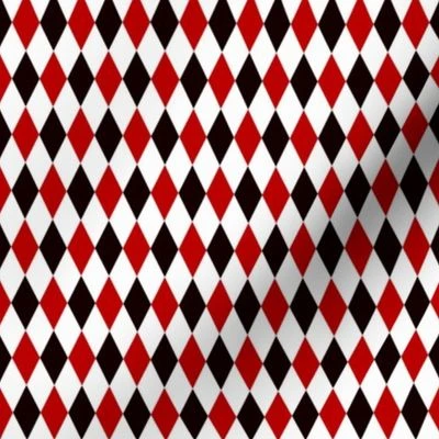 harlequin diamond red black small Fabric | Spoonflower