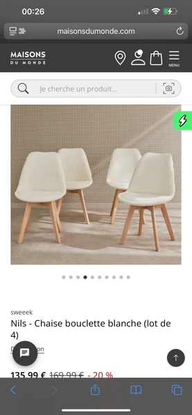 Lot 4 chaises bouclette Meubles de salle à manger | Maisons du Monde