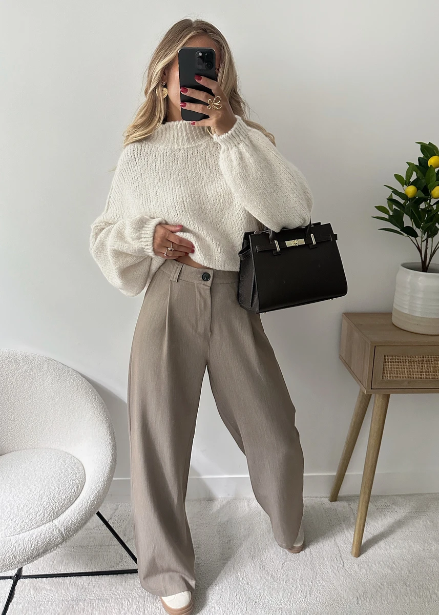 Pantalon tailleur oversize beige SERNIA
