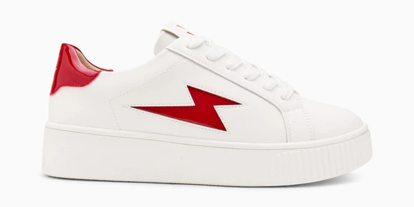 Baskets éclair Tiff blanc et rouge verni à lacets