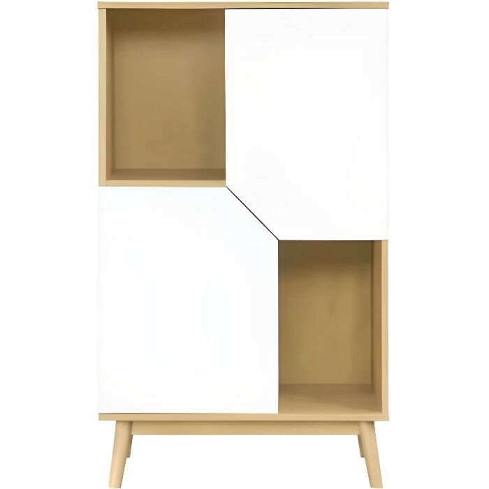 Miliboo - Buffet haut scandinave bois clair et bla