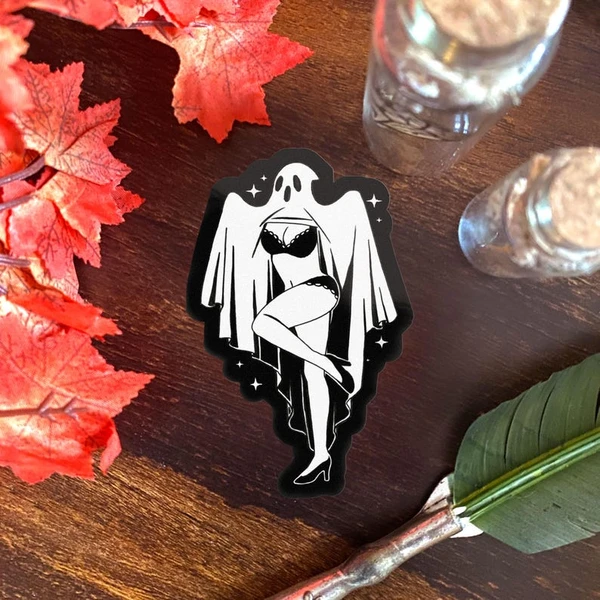 Sticker en vinyle fantôme boo-bie : sticker Halloween effrayant pour ordinateur portable
