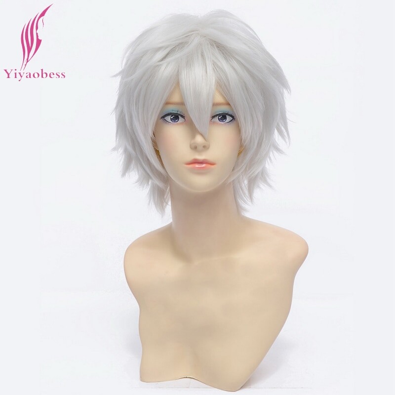 €11.91 31% de réduction|Yiyaobess perruque synthétique 8 pouces Sakata Gintoki | Perruque de Cosplay courte blanche, perruque Gintama pour Costume d'halloween, pour hommes | AliExpress