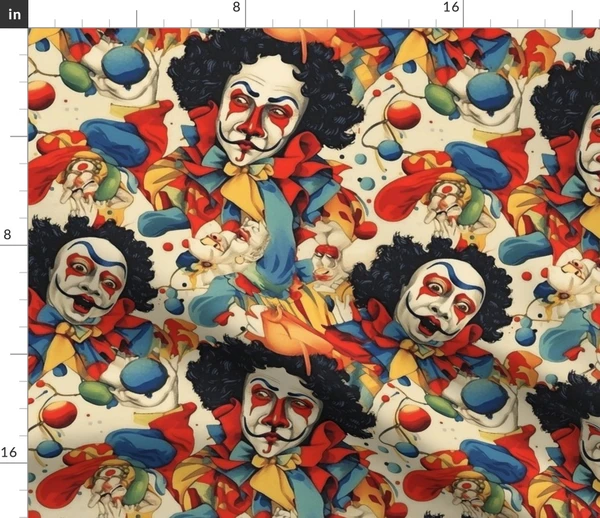 surreal clown portraits Fabric | Spoonflower