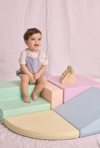 Set barboteuse rayée et tee-shirt imprimé BLEU pour bébé BOUT'CHOU