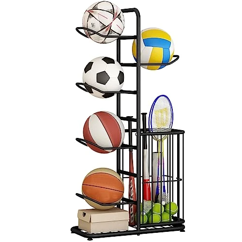 ADTSADDTO Rangement Pour Balles De Garage, Panier De Basket-Ball, Support De Ballon, Support De Basket-Ball, Support De Rangement Pour ÉQuipement De Sport, Organisateur D'ÉQuipement De Sport