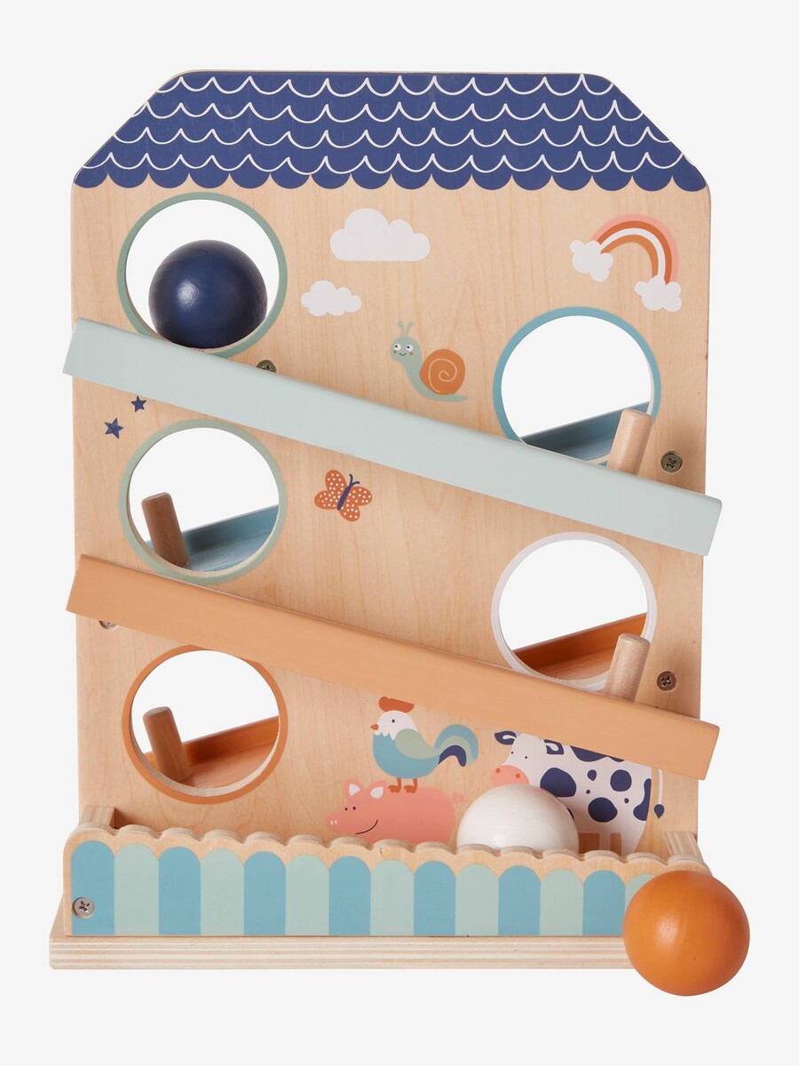Toboggan à balles en bois FSC® multicolore - Vertbaudet