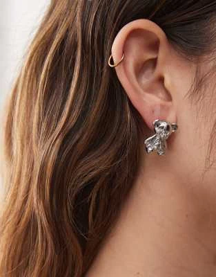 Reclaimed Vintage - Boucles d'oreilles motif ourson - Argenté