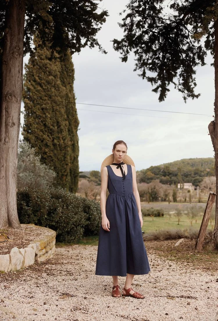 Robe midi sans manches en coton BLEU FONCE pour femme MONOPRIX