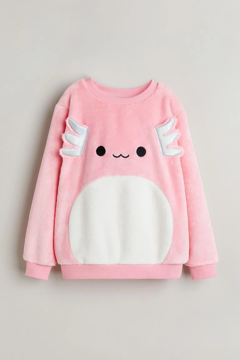 Sweat en tissu peluche avec applications