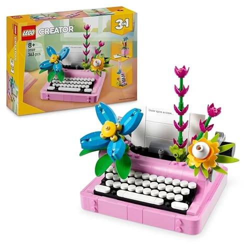 LEGO Creator 3-en-1 La Machine à Écrire avec des Fleurs - Jouet de Construction Se Transformant en Maquette de Keytar ou en Pot de Fleurs - Cadeau d'anniversaire Original Fille ou Garçon 8 Ans 31169