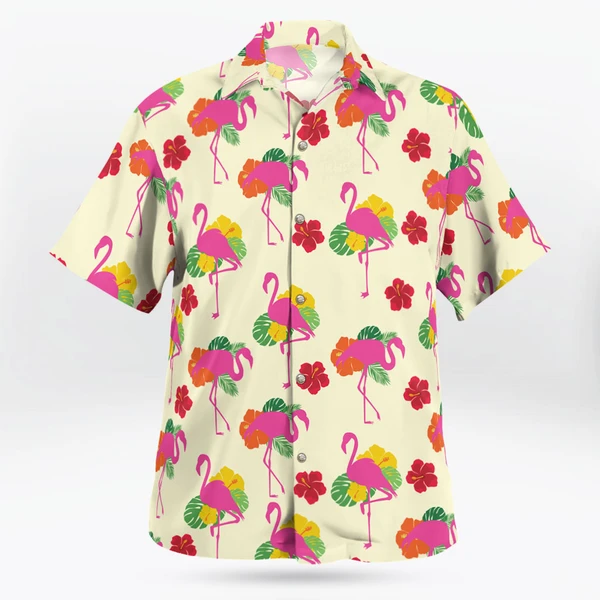 Tropical Floral Flamingo Button-up Shirt Unisex | Tropi Hawaiian Shirts Store