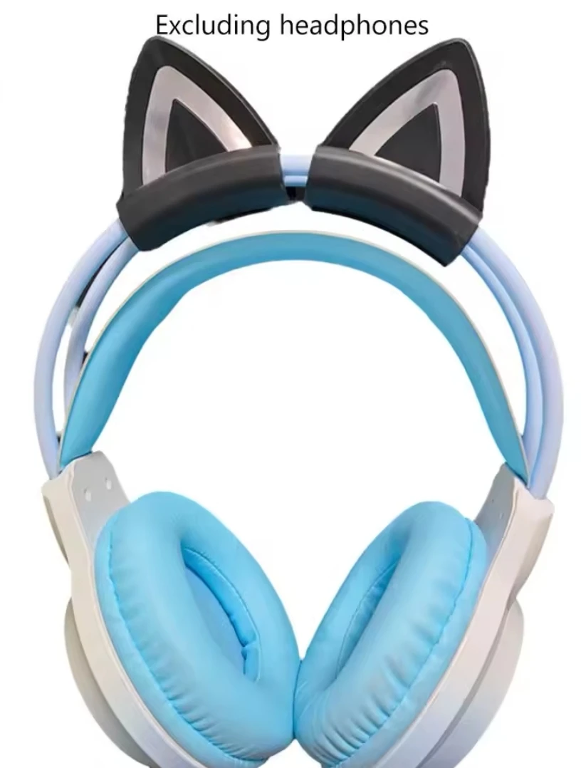 Oreilles de chat en silicone noir pour enfants, casque filaire sans fil noir, casque de joueur mignon, jolies oreilles pour filles, accessoires de jeu - AliExpress 44