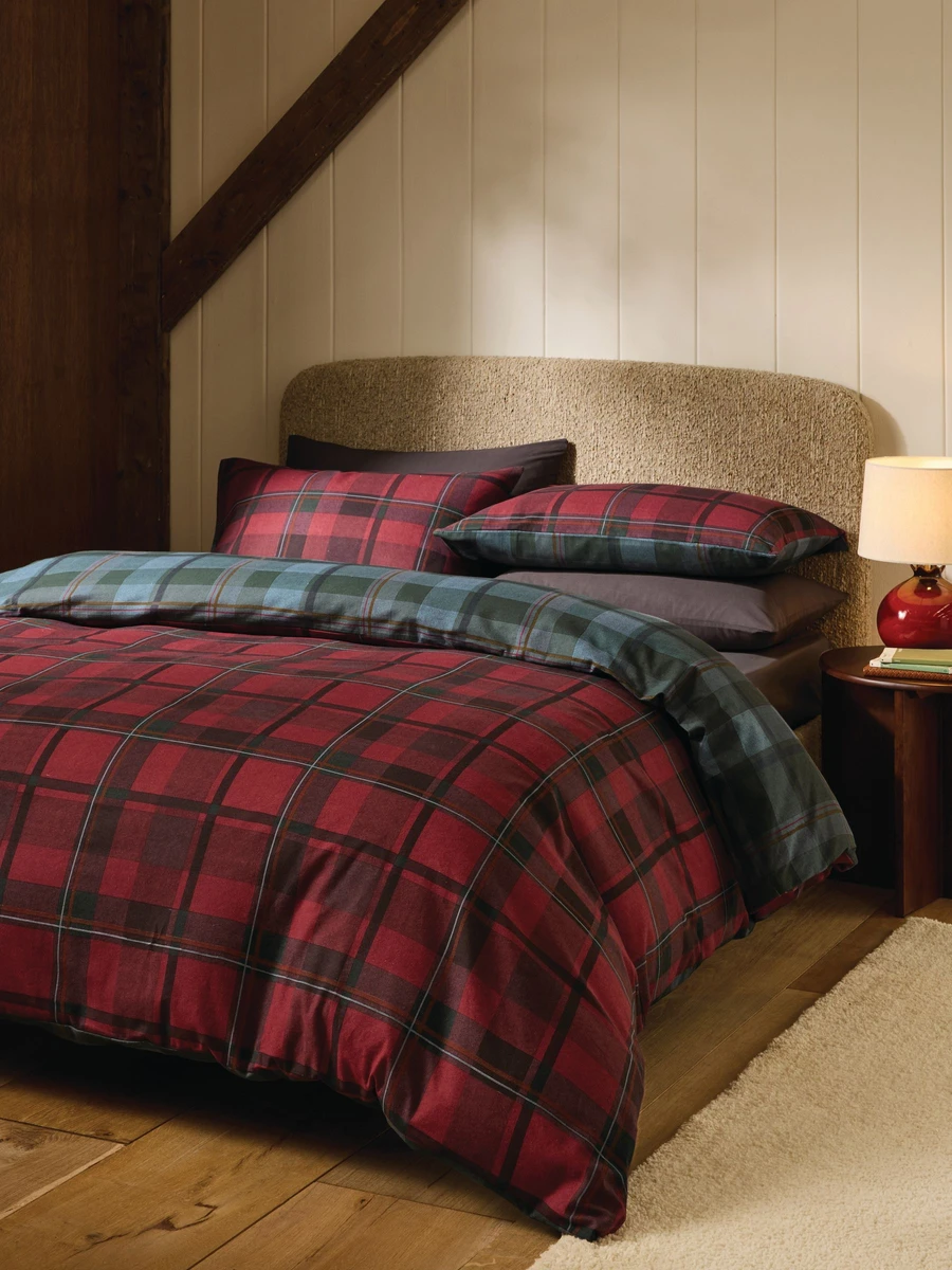 Brushed Cotton Reversible Duvet Cover and Pillowcase Set