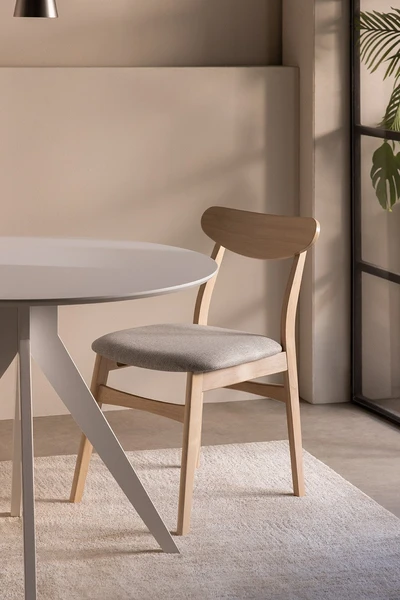 Chaise de salle à manger en tissu et bois Cloda