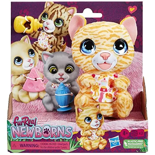 furReal Newborns, Chaton, Peluche animatronique avec Sons, Animal de Compagnie interactif pour Enfants, dès 4 Ans