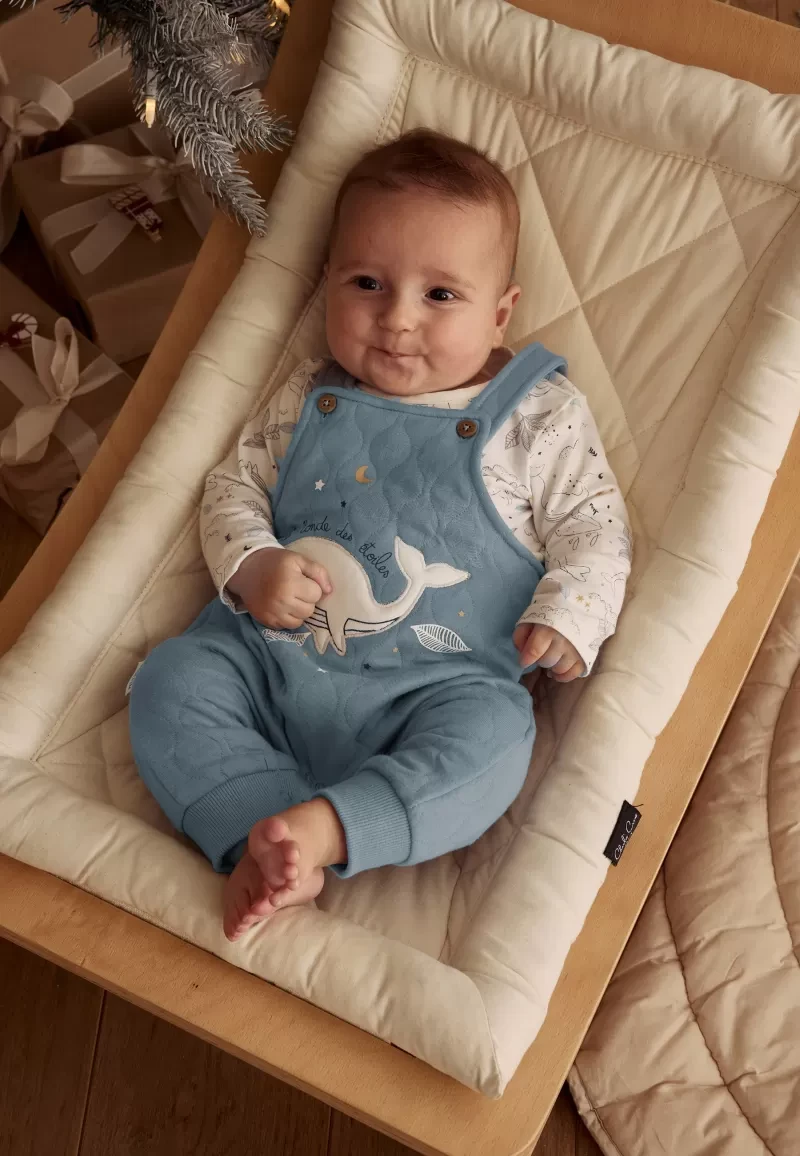 Ensemble salopette bébé en coton matelassé et t-shirt Petite Balade