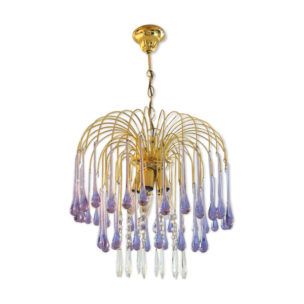 Vintage murano glass teardrop waterfall lustre | Selency