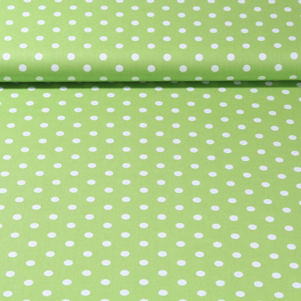 Popeline de coton Benno - Pois XL Lime Blanc