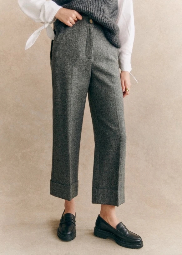 Pantalon Damon - Gris Chiné - Laine vierge - Sézane