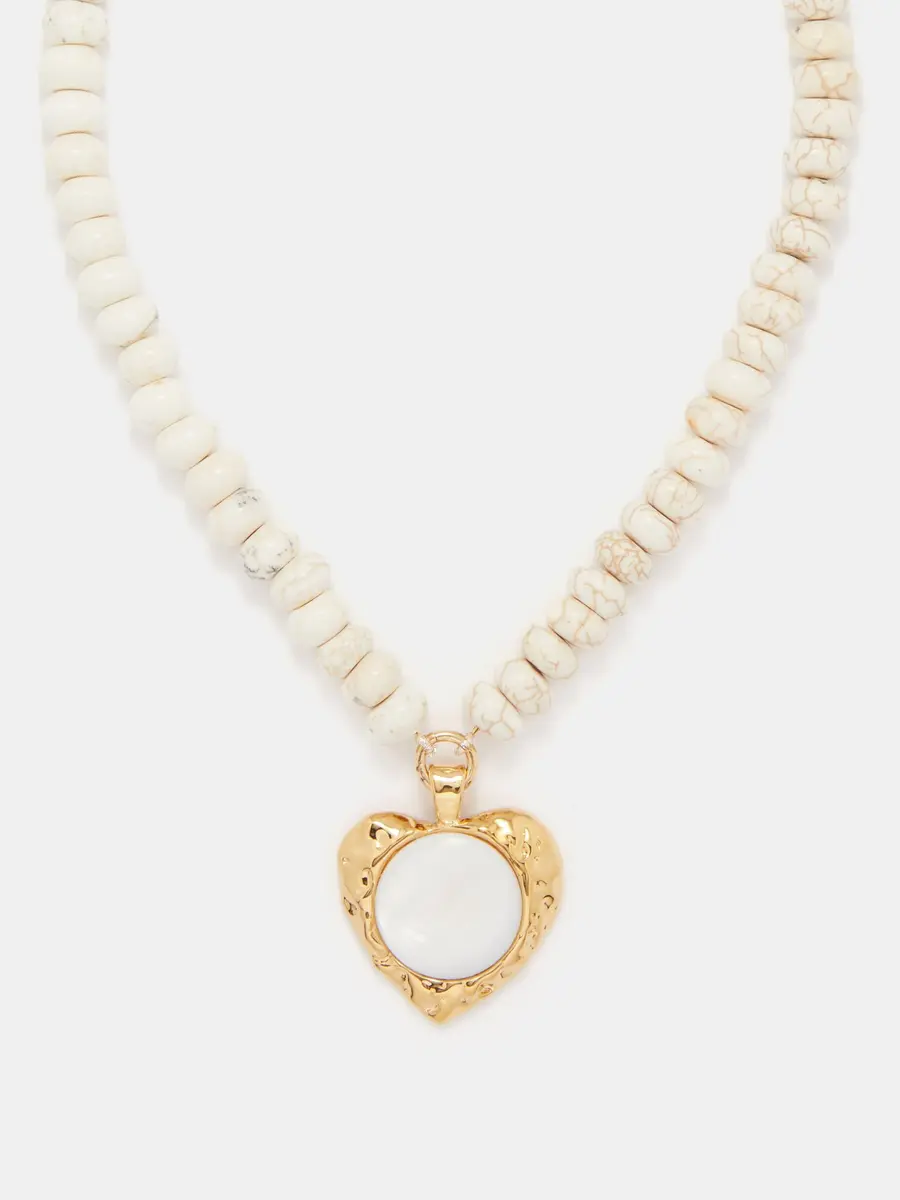 Collier plaqué or, perle et magnésite Noah
