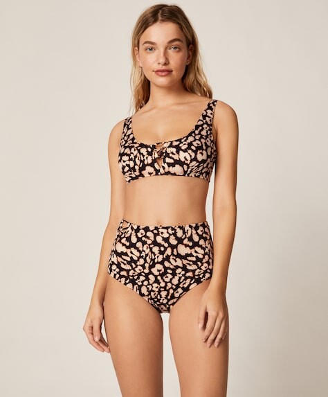 Culotte haute de bikini léopard tacheté