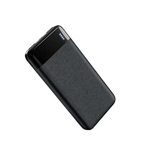 Power Bank 10000mAh Mince Petite Batterie Externe 2.4A Chargeur de Téléphone Portable Portable pour iPhone Samsung Galaxy One Plus Xiaomi iPad Android Plus (Noir, 1-pak)