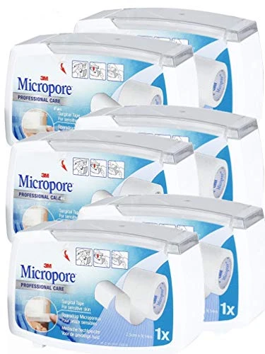 Sparadrap Micropore Devidoir Ferme 2,50cmx 9,14 m BLANC - Lot de 6 Boites