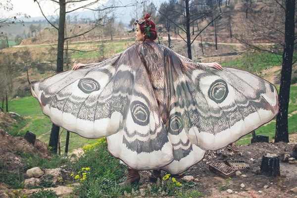 Moth wings costume butterfly cape fairy wings festival clothing burning man moth costume