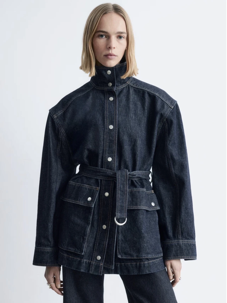 Veste en jean avec ceinture à nouer