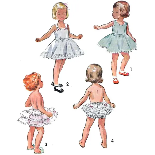 Modèle de couture des années 1950 Girls Circle Slip, Jupon ébouriffé, Culotte à froufrous - Poitrine 21 » (53,3 cm)