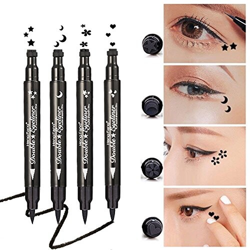 Yuccer Eyeliner Imperméable, Eyeliner Liquide Noir Waterproof, Eye Liner Stamp Longue Durée Cosmétiques de Maquillage (4 pièces)