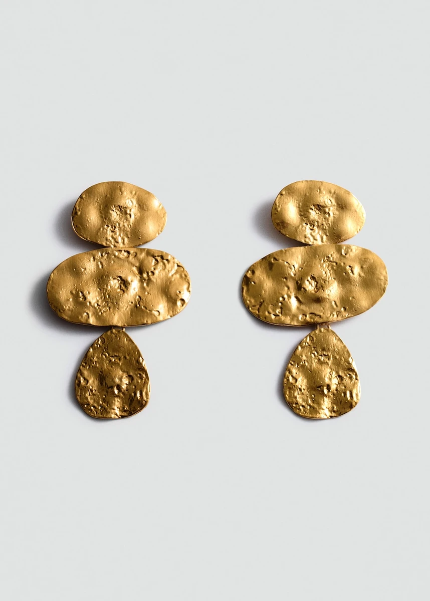 Boucles d'oreilles pendantes texturées - Femme | MANGO France métropolitaine